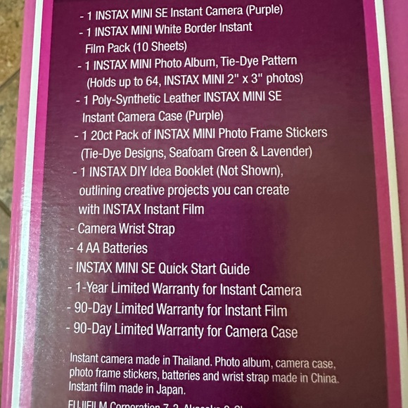 Fujifilm INSTAX mini SE bundle camera case album 50 film lavender purple instant - Picture 2 of 4